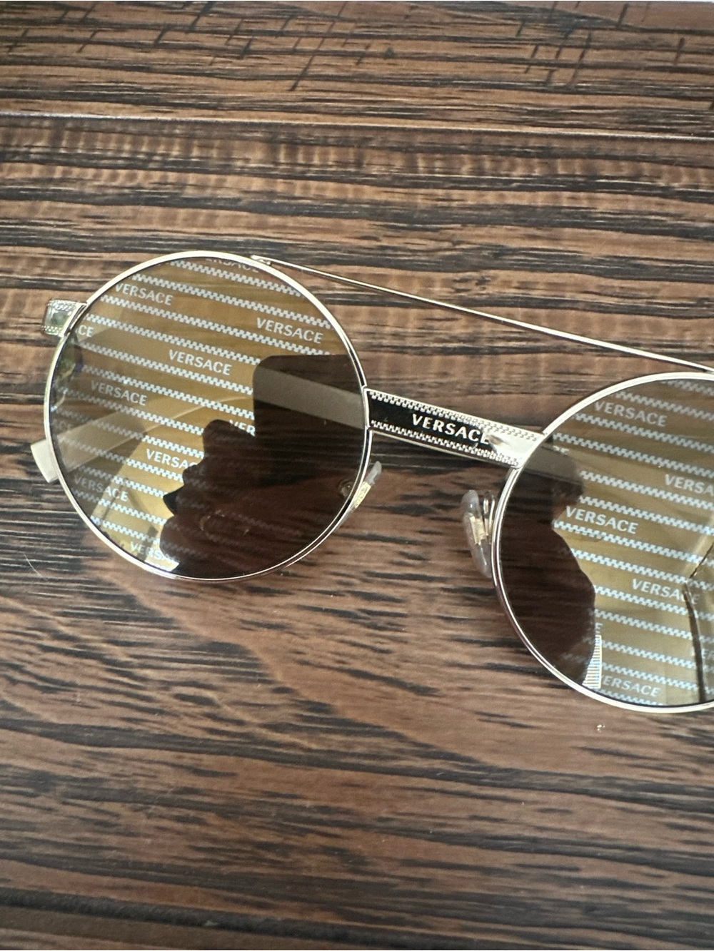 Versace Gold Frame Sunglasses with Branded Lenses